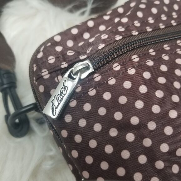 Nylon Brown Polkadot crossbody bag. - Picture 5 of 8